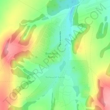 Топографическая карта Большой Букор, высота, рельеф