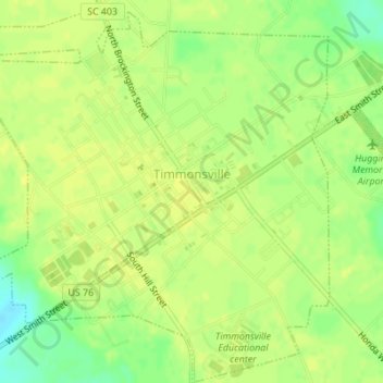 Топографическая карта Timmonsville, высота, рельеф