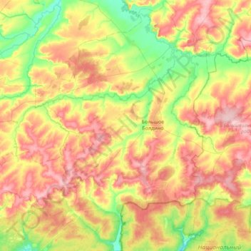 Топографическая карта Большеболдинский муниципальный округ, высота, рельеф