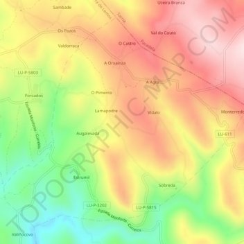 Топографическая карта Sobreda, высота, рельеф
