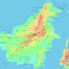 Топографическая карта Borneo, высота, рельеф