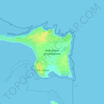 Топографическая карта Holy Island of Lindisfarne, высота, рельеф