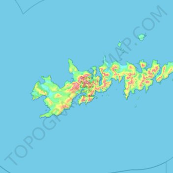 Топографическая карта Isla de los Estados, высота, рельеф