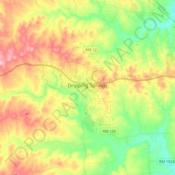 Топографическая карта Dripping Springs, высота, рельеф