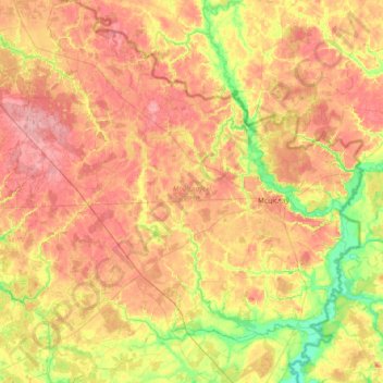 Топографическая карта Мстиславский район, высота, рельеф