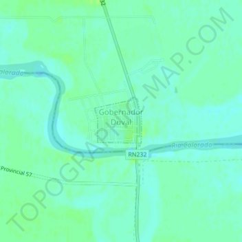 Топографическая карта Gobernador Duval, высота, рельеф