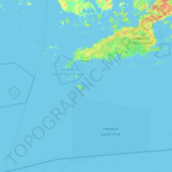 Топографическая карта Ханко, высота, рельеф