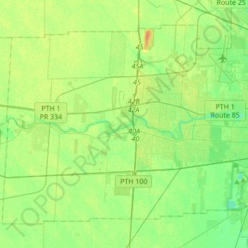 Топографическая карта Charleswood--St. James--Assiniboia--Headingley, высота, рельеф