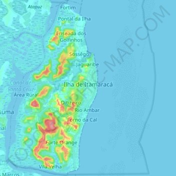 Топографическая карта Ilha de Itamaracá, высота, рельеф