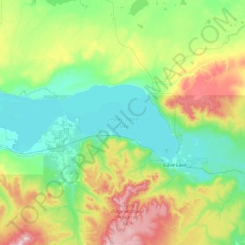 Топографическая карта Lesser Slave Lake, высота, рельеф