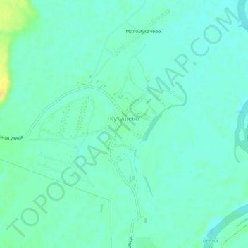 Топографическая карта Кутушево, высота, рельеф