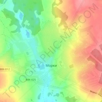 Топографическая карта Морки, высота, рельеф