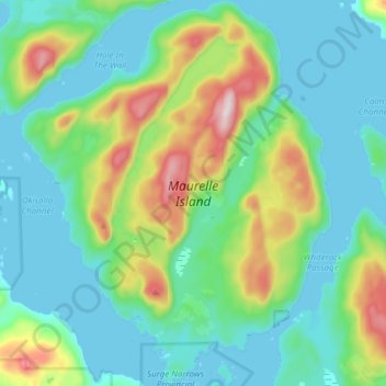 Топографическая карта Maurelle Island, высота, рельеф
