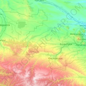 Топографическая карта Предгорный муниципальный округ, высота, рельеф