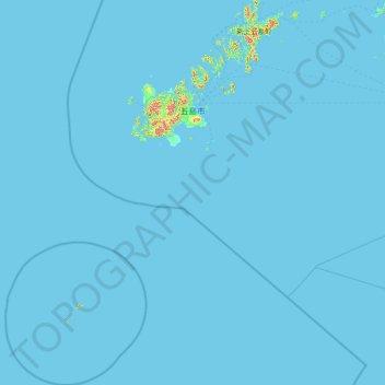 Топографическая карта 五島市, высота, рельеф