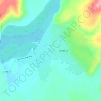 Топографическая карта Таяты, высота, рельеф