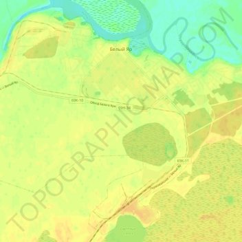 Топографическая карта Белый Яр, высота, рельеф