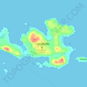 Топографическая карта Inishbofin, высота, рельеф