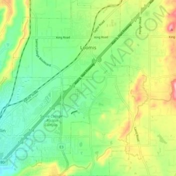 Топографическая карта Loomis, высота, рельеф