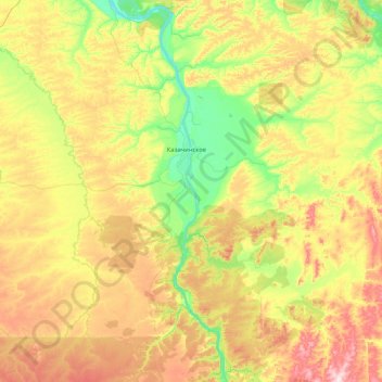 Топографическая карта Казачинский район, высота, рельеф