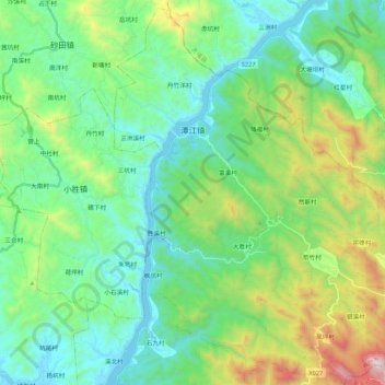Топографическая карта 潭江镇, высота, рельеф
