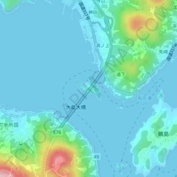 Топографическая карта 見近島, высота, рельеф