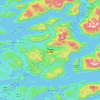 Топографическая карта Gilford Island, высота, рельеф