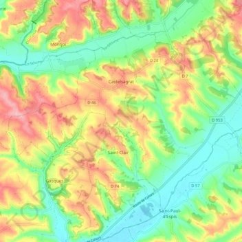Топографическая карта Castelsagrat, высота, рельеф