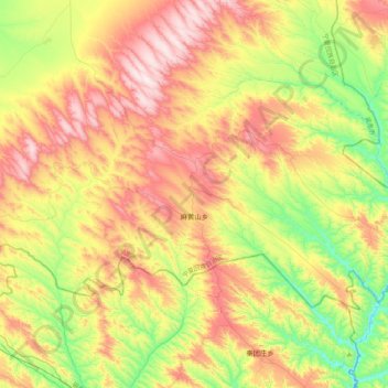 Топографическая карта 麻黄山, высота, рельеф