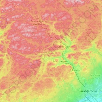 Топографическая карта Les Pays-d'en-Haut, высота, рельеф