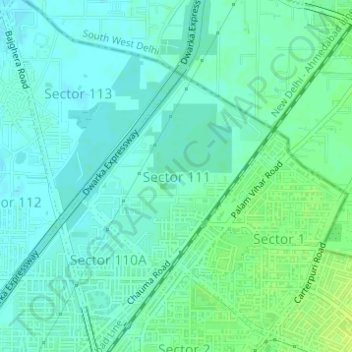 Топографическая карта Sector 111, высота, рельеф