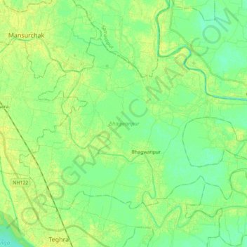 Топографическая карта Bhagwanpur, высота, рельеф