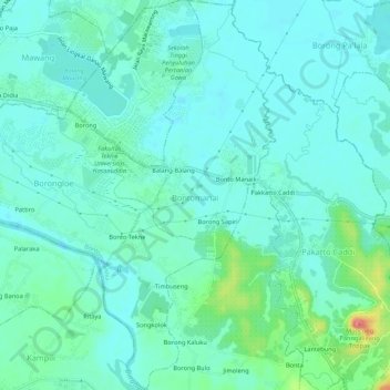 Топографическая карта Bontomanai, высота, рельеф