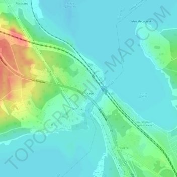 Топографическая карта Лосево, высота, рельеф
