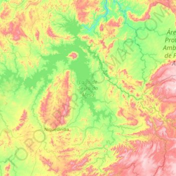 Топографическая карта Lago de Serra da Mesa, высота, рельеф