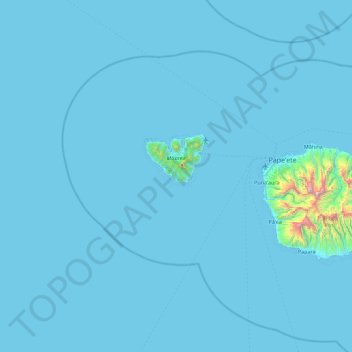 Топографическая карта Moorea-Maiao, высота, рельеф