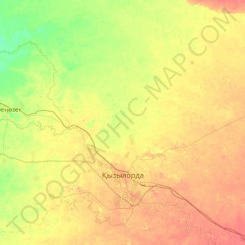 Топографическая карта Кызылординская Г.А., высота, рельеф