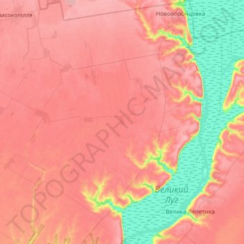 Топографическая карта Нововоронцовский район, высота, рельеф