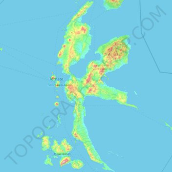 Топографическая карта Halmahera, высота, рельеф
