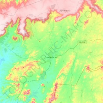 Топографическая карта Currais Novos, высота, рельеф