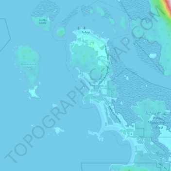 Топографическая карта Tofino, высота, рельеф