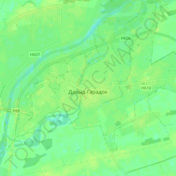 Топографическая карта Давид-Городок, высота, рельеф