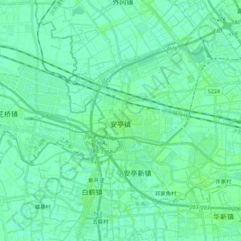 Топографическая карта 安亭镇, высота, рельеф