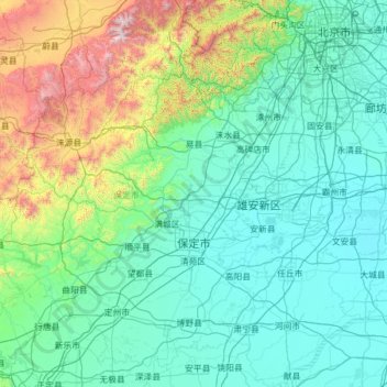 Топографическая карта 保定市, высота, рельеф