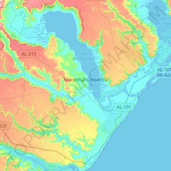 Топографическая карта Marechal Deodoro, высота, рельеф