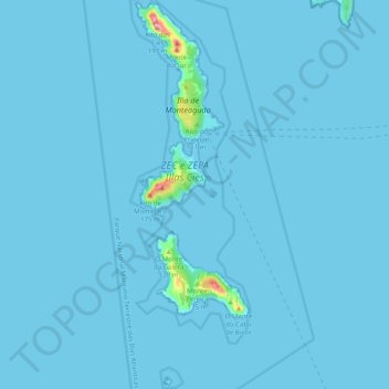 Топографическая карта Islas Cíes, высота, рельеф