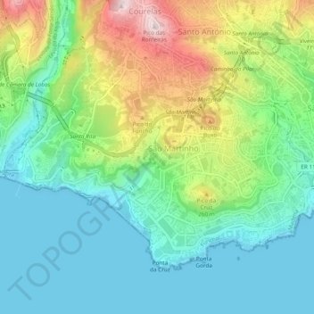 Топографическая карта São Martinho, высота, рельеф