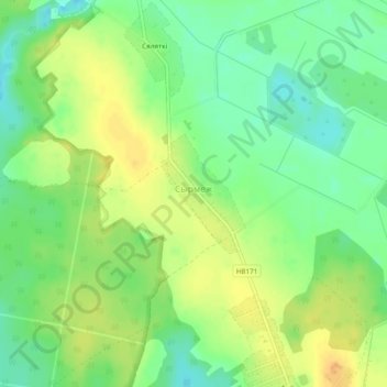 Топографическая карта Сырмеж, высота, рельеф