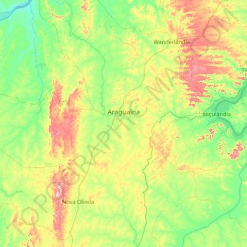 Топографическая карта Araguaína, высота, рельеф