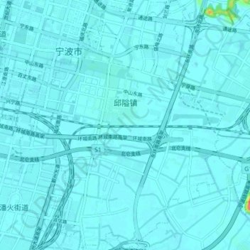 Топографическая карта 邱隘镇, высота, рельеф